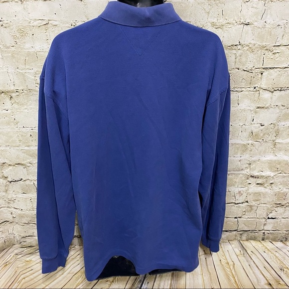 Tommy Hilfiger Blue Cotton Long Sleeve Polo Shirt - Picture 3 of 4
